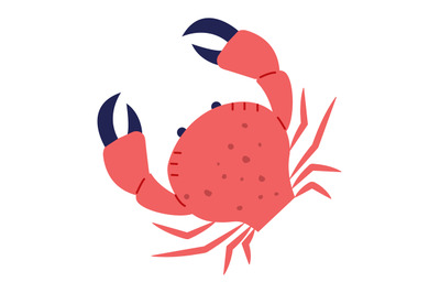 Crab cartoon with large claws on white