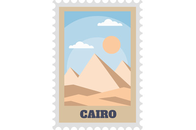 Paper post stamp with cairo sightseeing, old pyramids