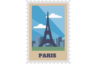 Paris city postal stamp and postmark with sight isolated