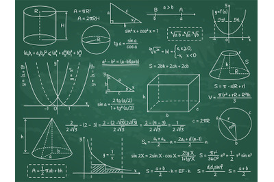 Math, geometry or physics calculation formulas, algebra figures and gr