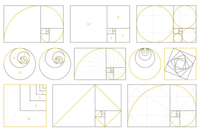 Golden section, fibonacci numbers, ideal proportions ratio. Geometry h