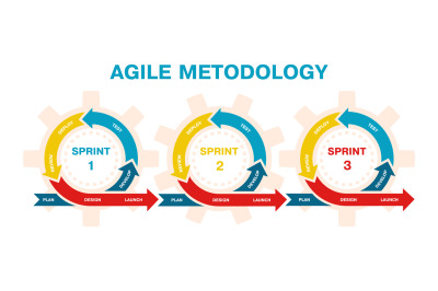 Agile project management, development methodology infographic. Agile s