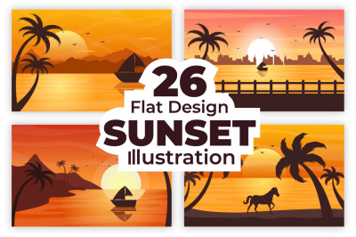 26 Sunset landscape Background Illustration