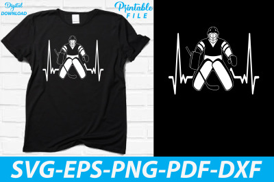 Hockey Player Silhouette with Heartbeat