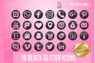 Black Glitter Icon Kit