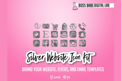 Silver Glitter Website Icon Kit