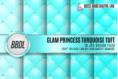 Seamless Tufted Gold and Turquoise Princess Tuft Papers