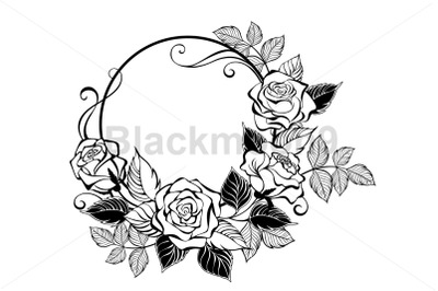 Monogram with Outline Roses