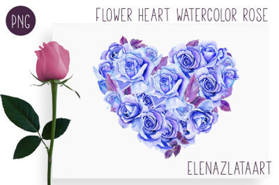 Heart Watercolor blau rose. Valentine&#039;s day clip art