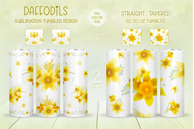 Daffodils - sublimation tumbler design - 20,30 oz
