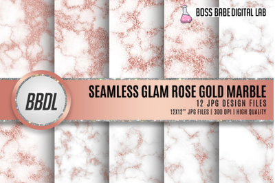 Seamless Rose Gold Glam marble digital paper