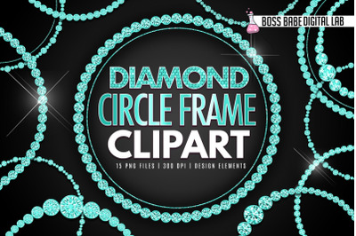 Glam Diamond Circle Frame Clipart