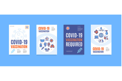 Covid Vaccination Required Poster Banner Set. Vector