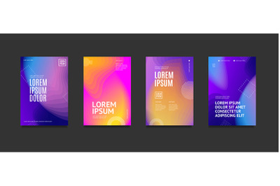 Poster Banner Card with Abstract Vibrant Color Gradient Blot Set. Vect