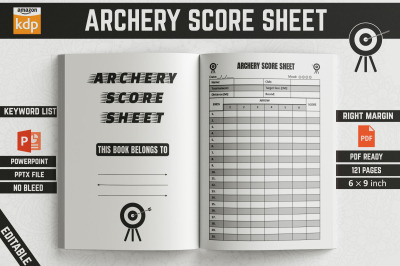 Archery Score Sheet Logbook - KDP Interior