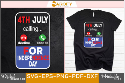 Funny Creative T-shirt Design -4th July of USA