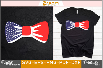 Vector Bow with American  Flag Color-4th of July design