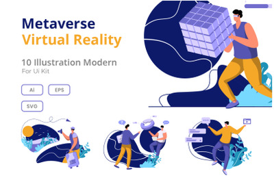 Flat Illustration Metaverse Virtual Reality