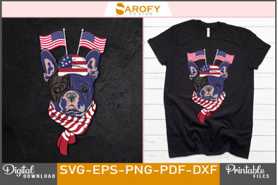 Cute Dog with USA Flags Design-4th July