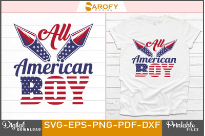 All America Boy-Independence Day Design USA flag