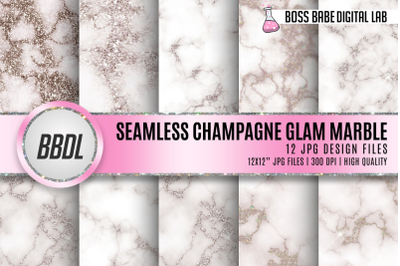 Seamless Champagne Glam marble digital paper
