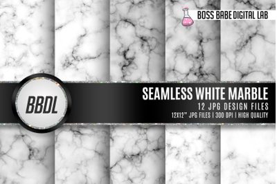 Seamless White marble digital paper