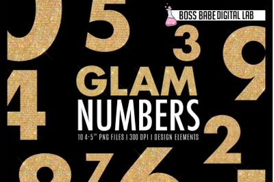 Glam Gold Numbers Clipart