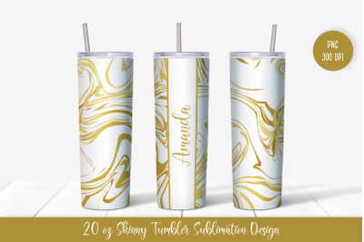 20oz Skinny Tumbler Sublimation Design. Gold Marble v.2