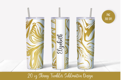 20oz Skinny Tumbler Sublimation Design. Gold Marble v.3