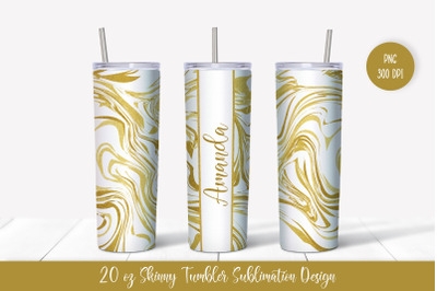 20oz Skinny Tumbler Sublimation Design. Gold Marble v.4