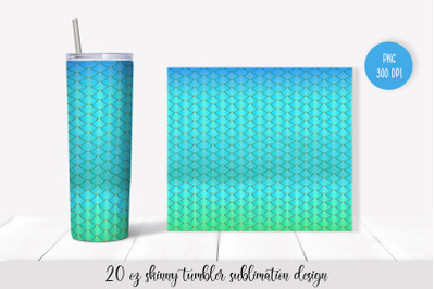 Mermaid Tumbler 20oz Skinny Tumbler. Sublimation Design.