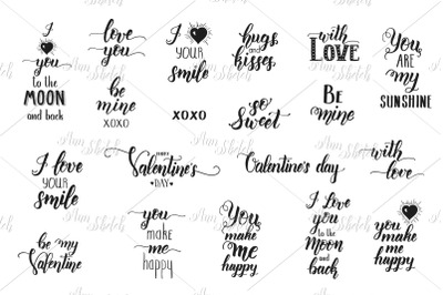 Valentine&#039;s day lettering Set