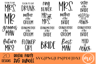 Bridal Party SVG Bundle - 20 | Wedding Svg Bundle, Bride Svg, Best Man