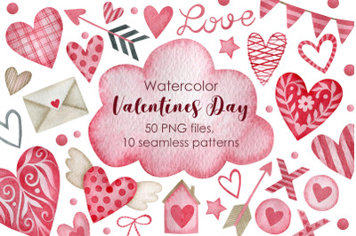 Watercolor valentines day