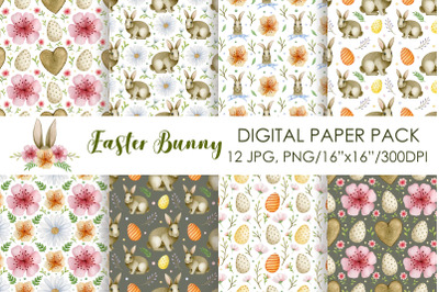 Watercolor Easter seamless patterns.