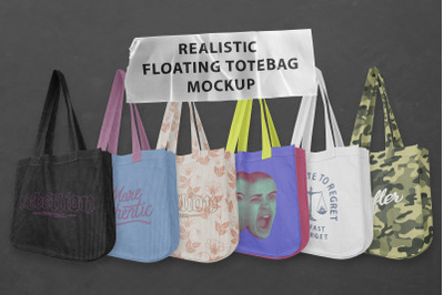 Realistic Floating Tote Bag Mockup
