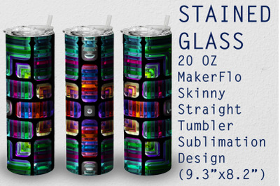 Tumbler Straight 20 OZ Sublimation Stained-glass Wrap Design
