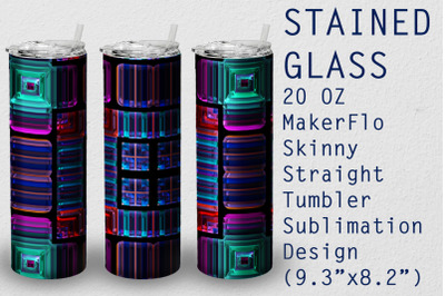 Tumbler Straight 20 OZ Sublimation Stained-glass Wrap Design