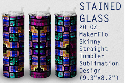 Tumbler Straight 20 OZ Sublimation Stained-glass Wrap Design