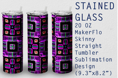 Tumbler Straight 20 OZ Sublimation Stained-glass Wrap Design