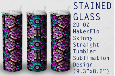 Tumbler Straight 20 OZ Sublimation Stained-glass Wrap Design