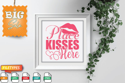 Place Kisses Here Cupid Svg Cut file