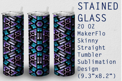 Tumbler Straight 20 OZ Sublimation Stained-glass Wrap Design