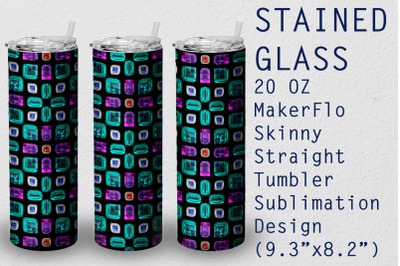 Tumbler Straight 20 OZ Sublimation Stained-glass Wrap Design