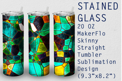 Tumbler Straight 20 OZ Sublimation Stained-glass Wrap Design