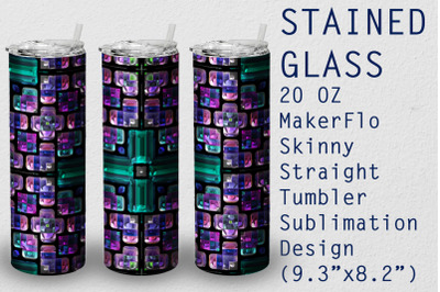 Tumbler Straight 20 OZ Sublimation Stained-glass Wrap Design