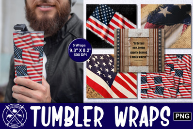 American Flag Skinny Tumbler Wrap Sublimation Bundle|Tumbler
