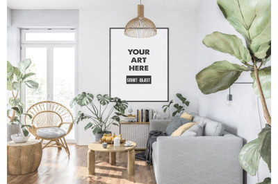 Interior scene artwork background frame mockup