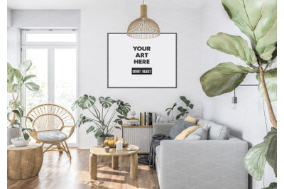 Interior scene artwork background frame mockup