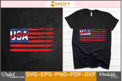 Happy 4th of July USA Flag Tshirt Design